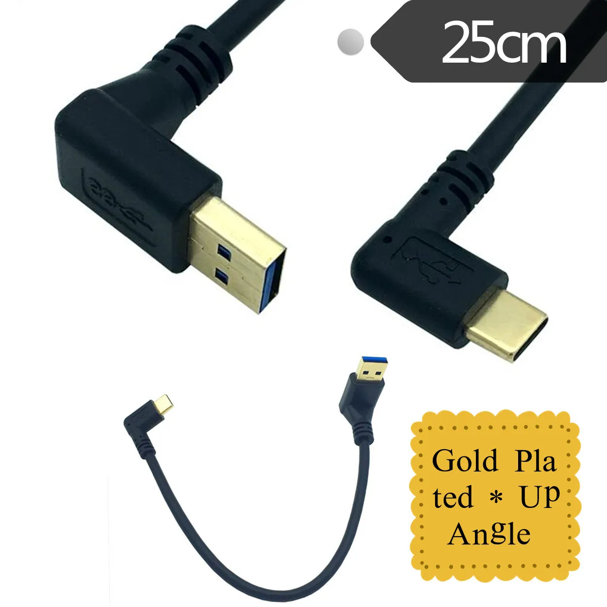 Позолоченные USB3.0 AM изгиб/Тип С Боковой изгиб компьютер Тетрадь телефон кабель