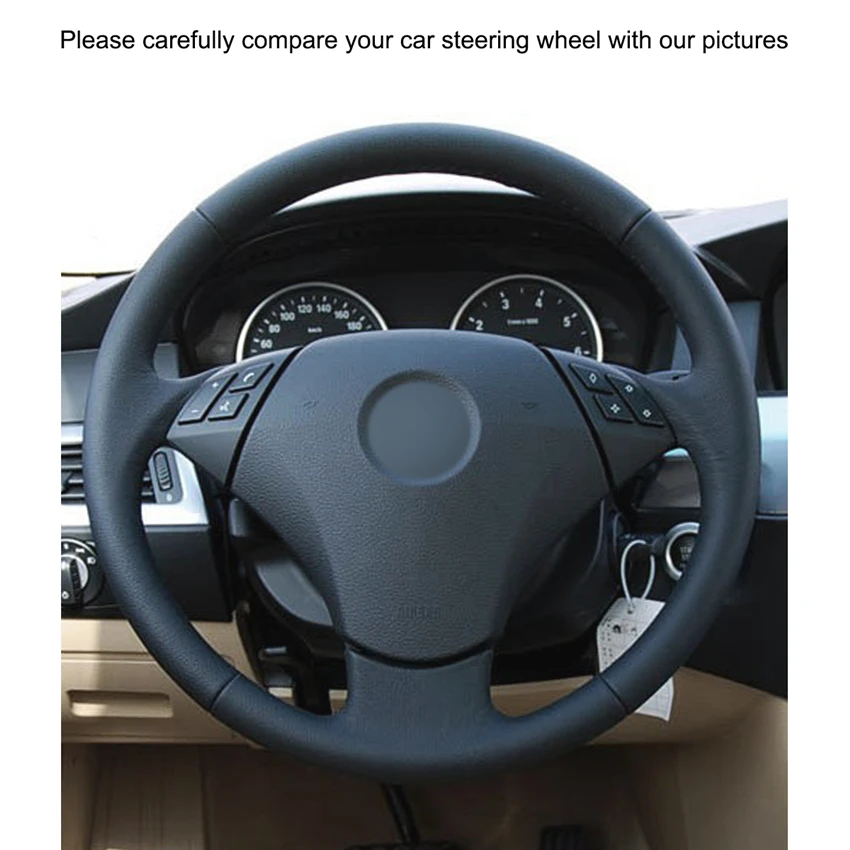 Hand-stitched Black Artificial Leather Car Comfortable Steering Wheel Cover for BMW 530 523 523li 525 520li 535 545i E60 | Автомобили и