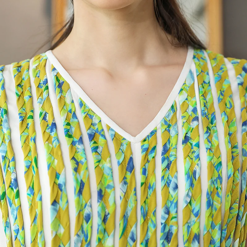 Женское длинное платье VOA туника большого размера 5XL с кисточками и треугольным