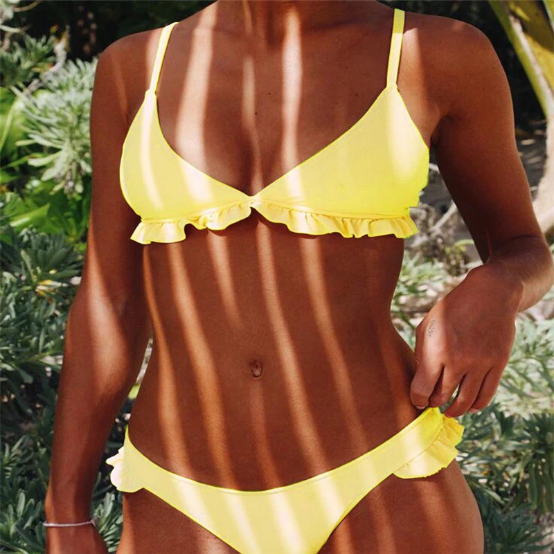 Maillot De Bain Femme бикини 2018 купальник для женщин с листьями лотоса купальный костюм