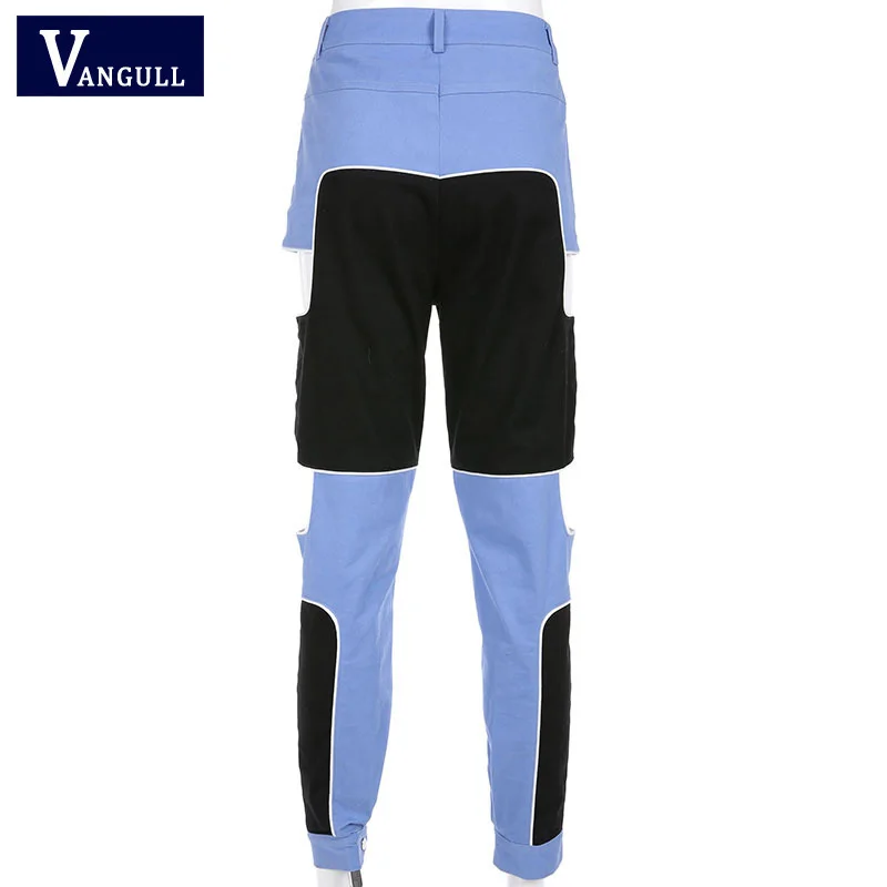 Vangull Harajuku Hip Hop Cargo Pants Women Hollow Out High Waist Trousers Streetwear Patchwork Sweatpants Ladies Joggers 2019 | Женская