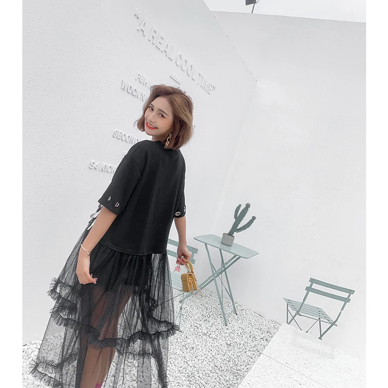 2019 Spring women sequined long dresses fashion gauze patchwork chic | Женская одежда