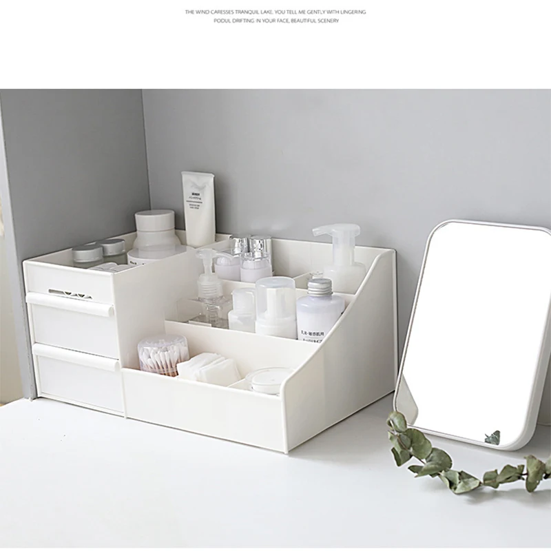 Пластиковый косметический ящик для хранения косметики туалетный столик