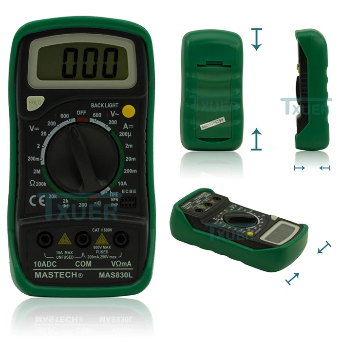 Mastech MAS830L Mini Handheld LCD Display Digital Multimeter DC Current Tester Backlight Data Hold Continuity Diode hFE Test | Инструменты