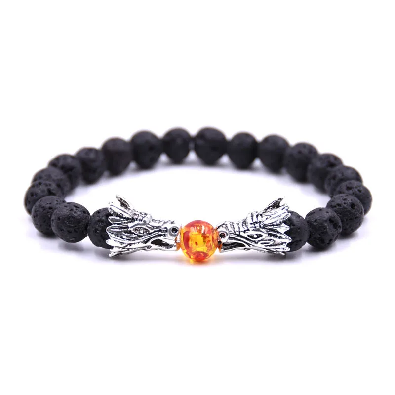 Punk Vintage Dragon Male Bracelets Natural Lava/Turquoises/Tiger eye Braslet For Men Accessories Camping Jewelry Erkek Bileklik | Украшения