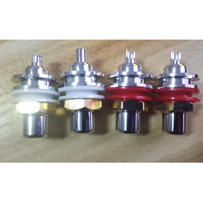 Hi-End 4pcs rhodium plated  GRFA Thick RCA Female Socket Connector Chassis Panel Mount Adapter Audio Terminal Plug