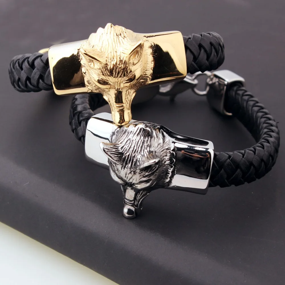 Новое поступление мужской браслет из нержавеющей стали с головой волка стильные