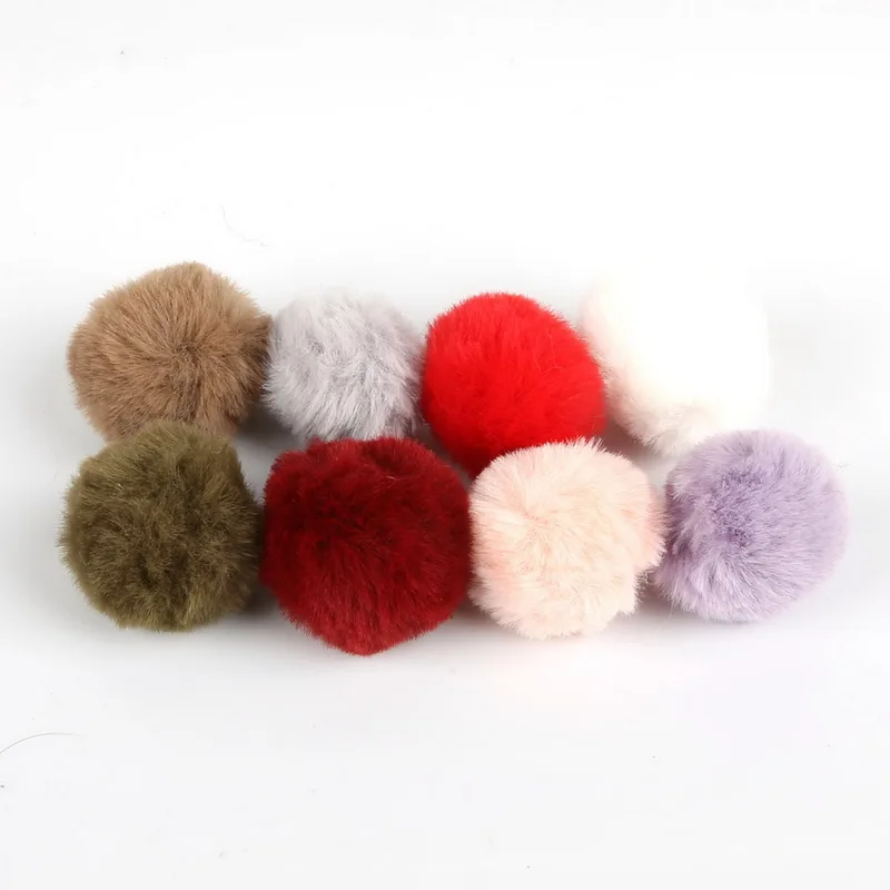 Разноцветные Помпоны из искусственного кроличьего меха 18 шт. 4 см миниатюрные