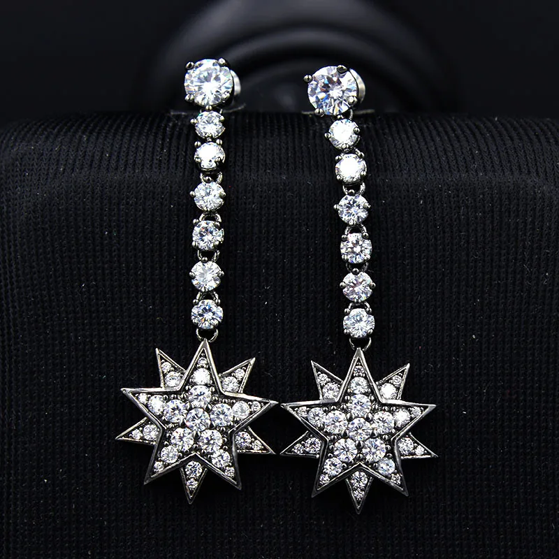 Красивые позолоченные черные золотые длинные серьги для женщин прозрачные