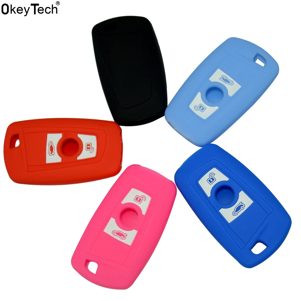 

OkeyTech 5 Colors Good Quality Replacement Silicone Car Key Cover Holder Case Bag Shell Skin for BMW 5 7 Series 2 Buttons Key