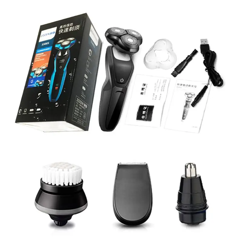 BK4 4D роторная влажная сухая электробритва многофункциональная Мужская USB зарядка для мытья тела Бритва для стрижки волос в носу нож для стрижки бороды - Цвет: BK4