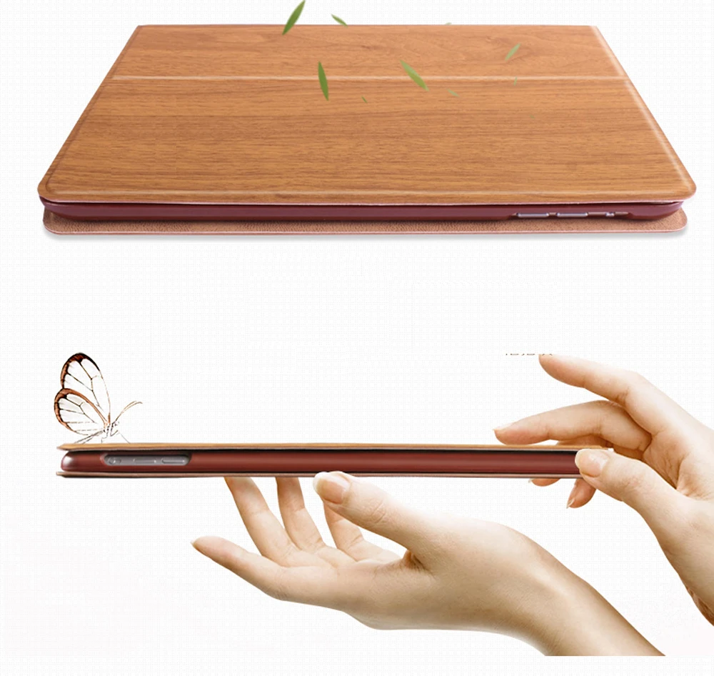 Чехол для iPad mini 4 откидной под дерево ультратонкий складной кожаный чехол