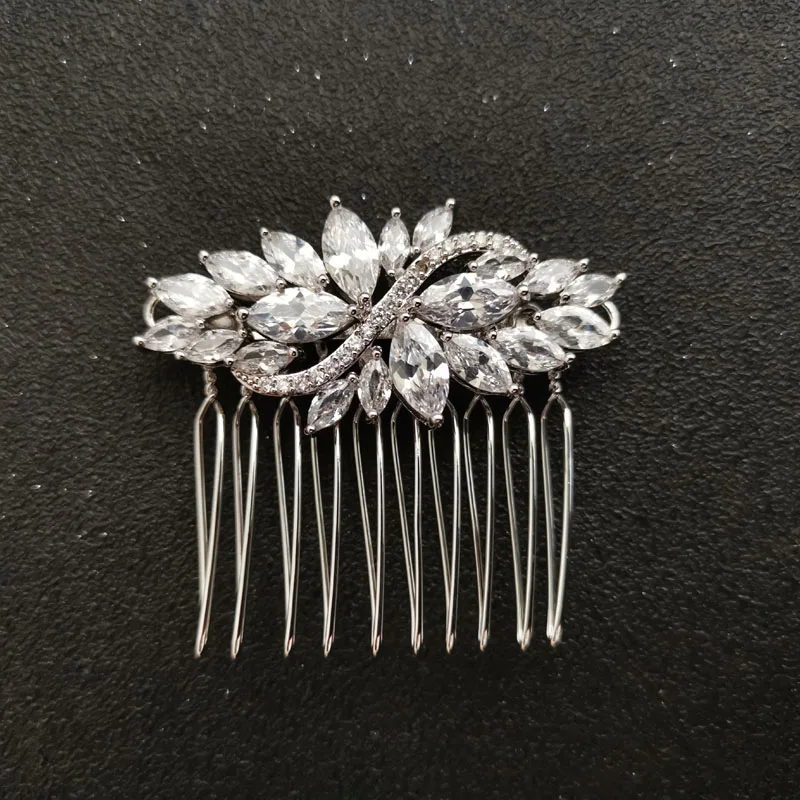 SLBRIDAL роскошный модный Шарм Мода зубец Установка кубического циркония свадебные расческа для волос свадебные женские украшения для девочек аксессуары для волос