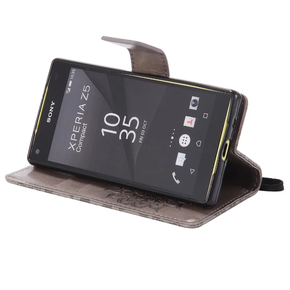 Чехол с тиснением подсолнуха и откидной крышкой для fundas Sony Z5 Compact Case Xperia E5803 E5823 4 6