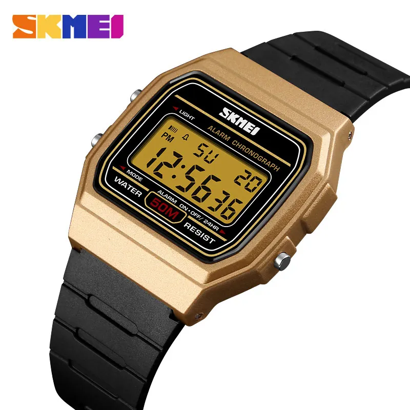 Gold Watch SKMEI Топ Роскошные мужские спортивные наручные часы женские Цифровые Часы Секундомер 50 м водонепроницаемые женские наручные часы relogio masculino1412 - Цвет: Gold Watch