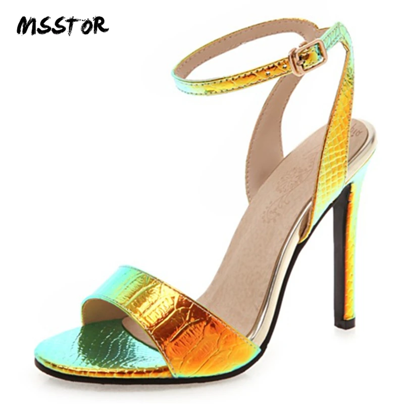 MSSTOR/желтые Босоножки с открытым носком Модные вечерние пикантные женские