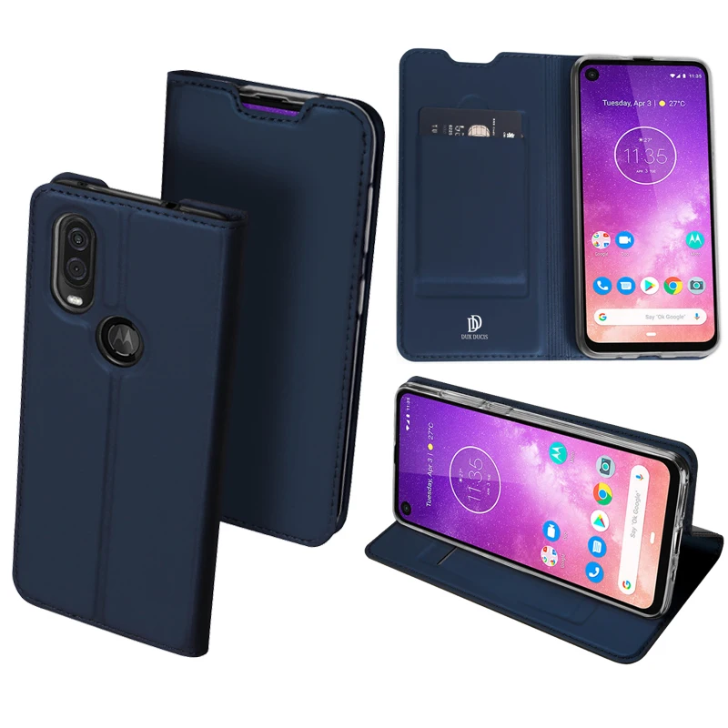 DUX DUCIS PU кожаный чехол для Motorola One Vision Coque Роскошный тонкий слот для карт откидная крышка для Motorola One Vision чехол