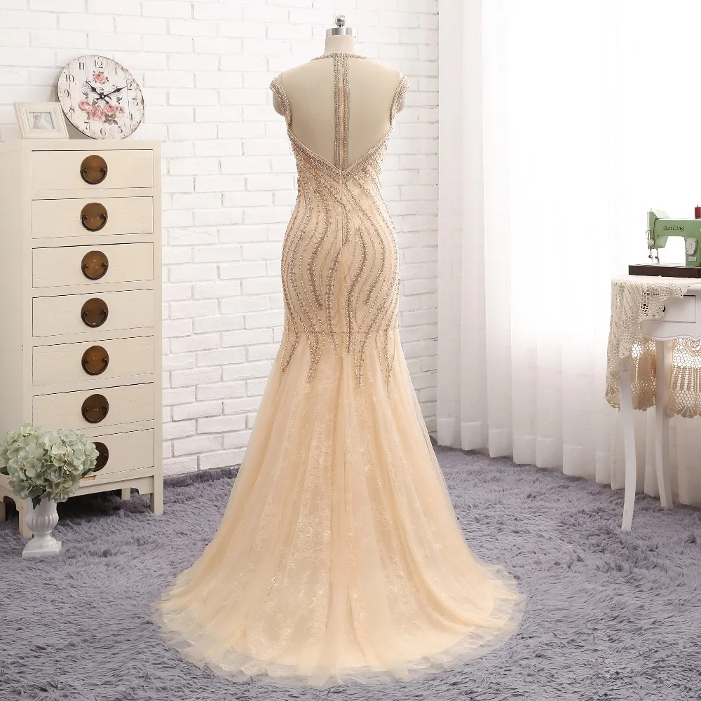 Elegant Sweetheart Crystal Beaded A Line Chiffon Split  Formal Vestidos De Festa Long Royal Blue Evening Prom Dresses 2017