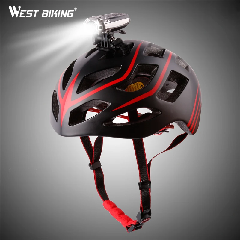 Велосипедная фара WEST BIKING заряжаемая от USB батарея для шлема велосипеда на руль