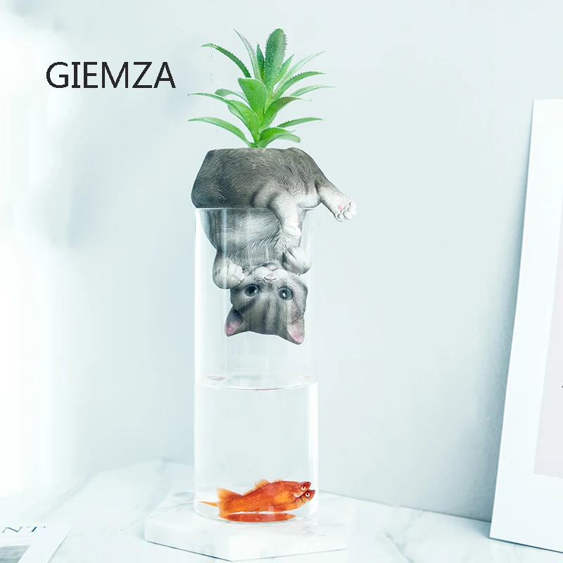 GIEMZA Рыба резервуар, ваза для суккулентов выдра с милыми пандами кошка собака для рыбной фермы посадки цветов аксессуары без рыбы и воды