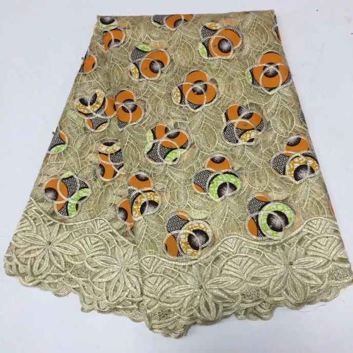 High Quality Nigerian Lace Fabrics With Print Wax Latest Embroidered Ankara Fabric Water Soluble African p5-20 | Дом и сад