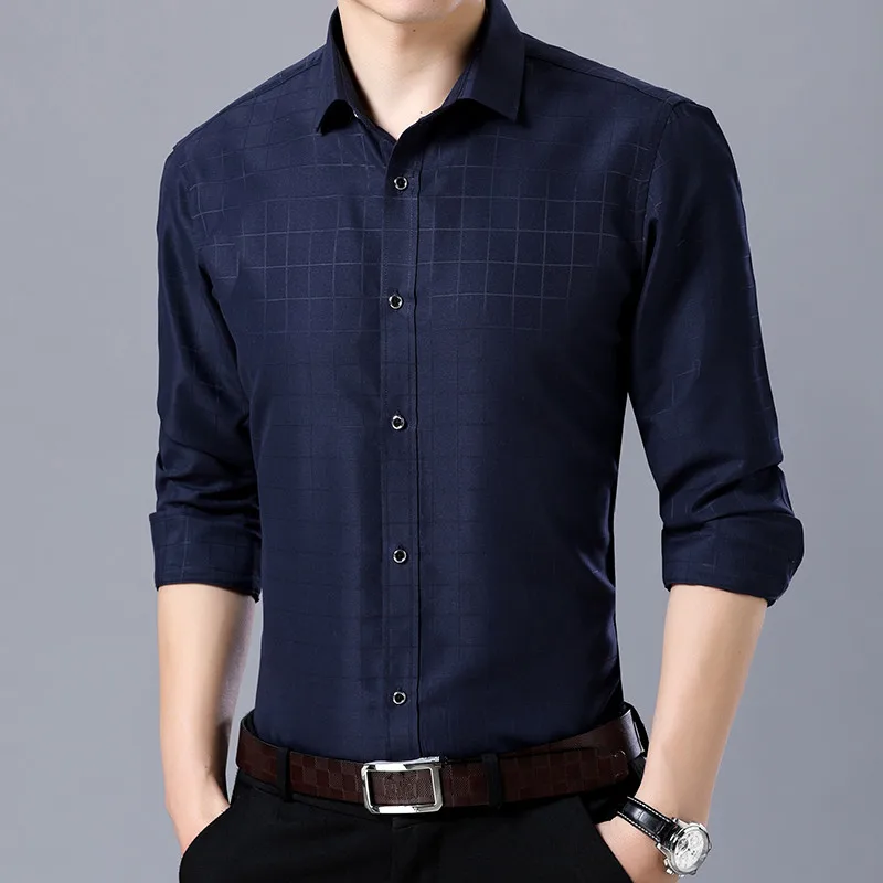 

Мужская рубашка в полоску, Повседневная модная рубашка в клетку с длинным рукавом, весна-осень 2018