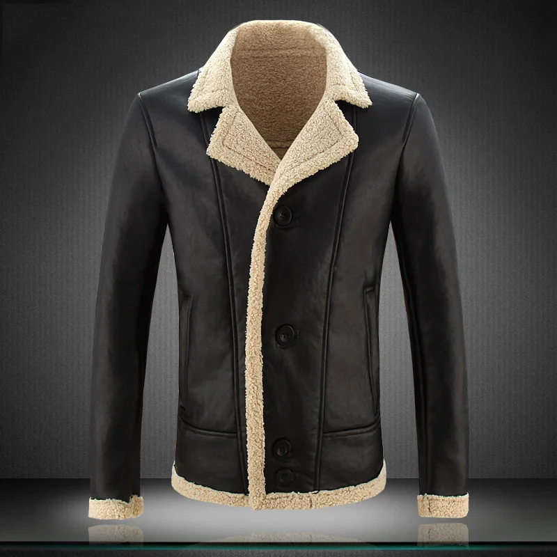 Мужская кожаная куртка теплая зимняя с мехом из овчины 2018|men leather jacket|leather jacketleather
