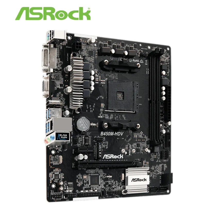 Полный ASRock B450M HDV есть курица Игры Поддержка AMD Ruilong AM4 настольный компьютер материнская плата