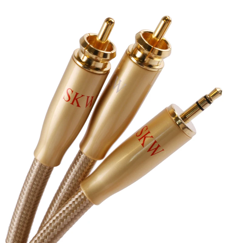 Skw 3.5 мм Джек стерео 2 RCA аудио кабель y-образный мужчинами ТВ телефон подключения