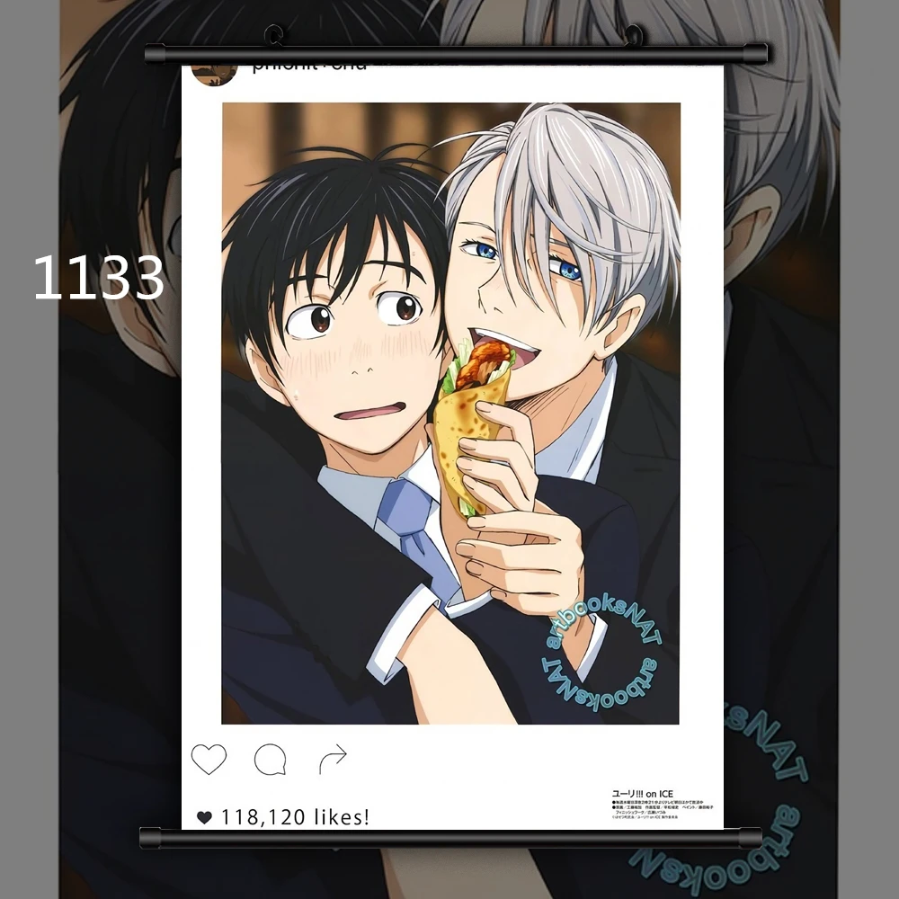 1133 Yuri On Ice Group Аниме Манга настенный плакат свиток D - Цвет: 1133