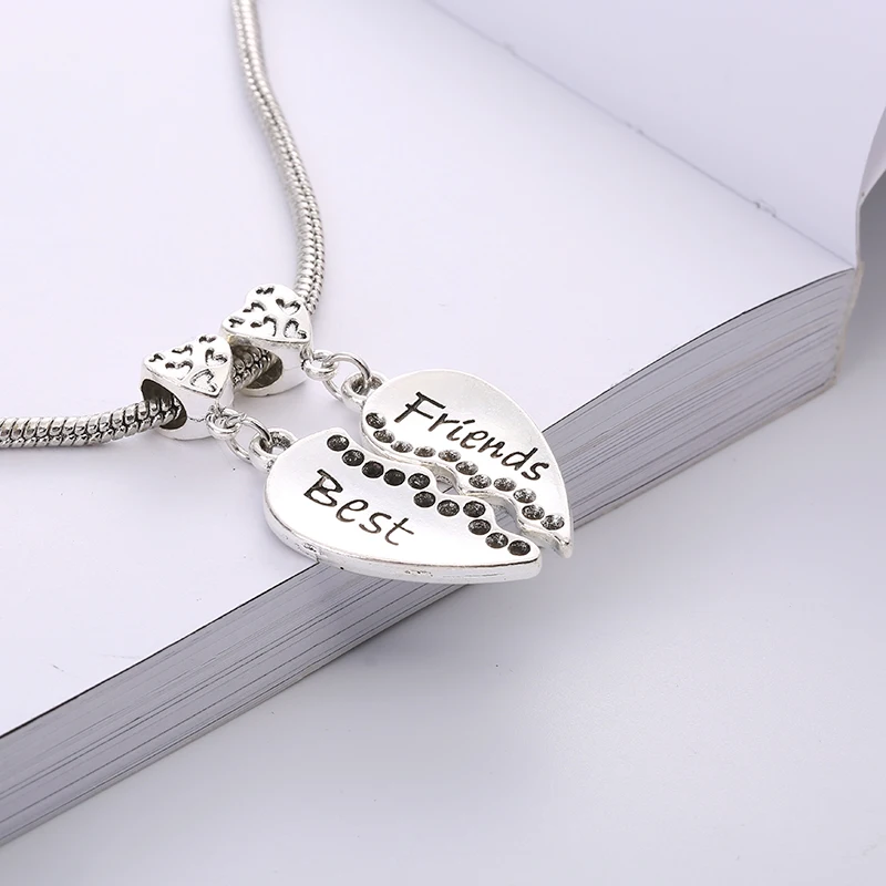 C6495e Vintage Silver Metal Best Friend Beads fit Pandora Charms Fashion DIY Accessories Handmade Beads for Jewelry Making - Цвет: C6495e