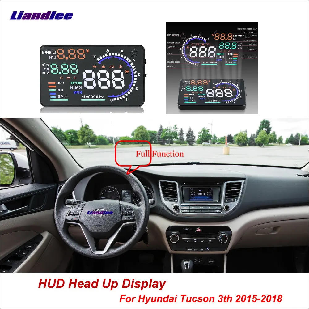 

Liandlee Car Head Up Display HUD For Hyundai Tucson 3th 2015-2018 Digital Projector Screen OBD Mileage Fuel Consumption Detector
