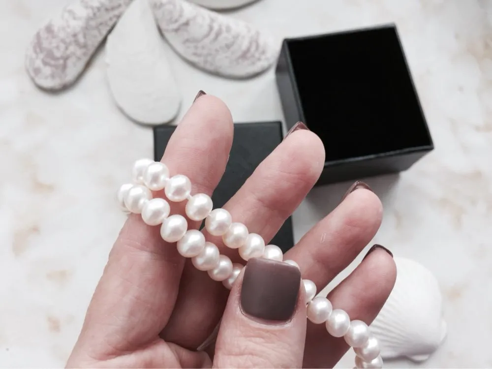 GB Flat Natural Freshwater Pearl Bracelet Fashion Classic Female Hand Accessories 6-7mm Beads Bangles For women | Украшения и