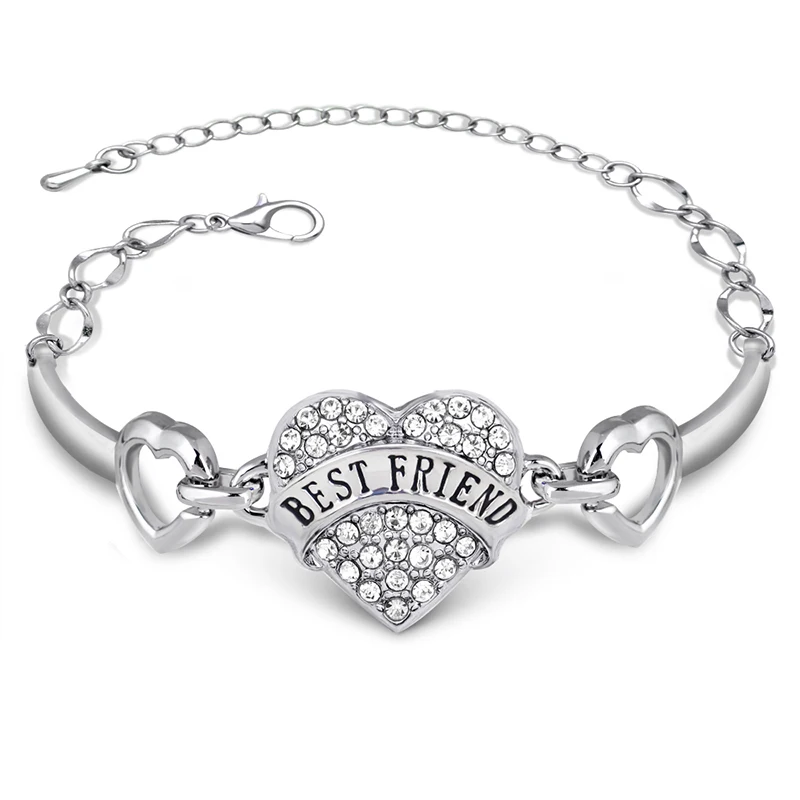 XIAOJINGLING Crystal Pendant Bracelet Pink/White/Blue Heart Bangles Bracelets Women Jewelry Best Friend Gifts Christmas | Украшения и