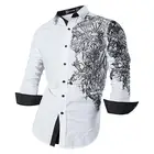 Мужское Повседневное платье-рубашка Sportrendy, приталенное платье с длинным рукавом и принтом дракона, модель JZS048 White2