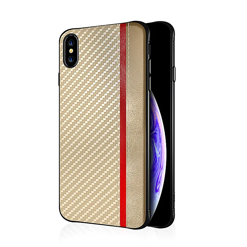 Golden Для iphone X чехол из углеродного волокна+ искусственная кожа деловой стиль жесткий чехол для телефона для iphone 6 6s 7 8 plus и apple XR XS MAX чехол - Цвет: Golden