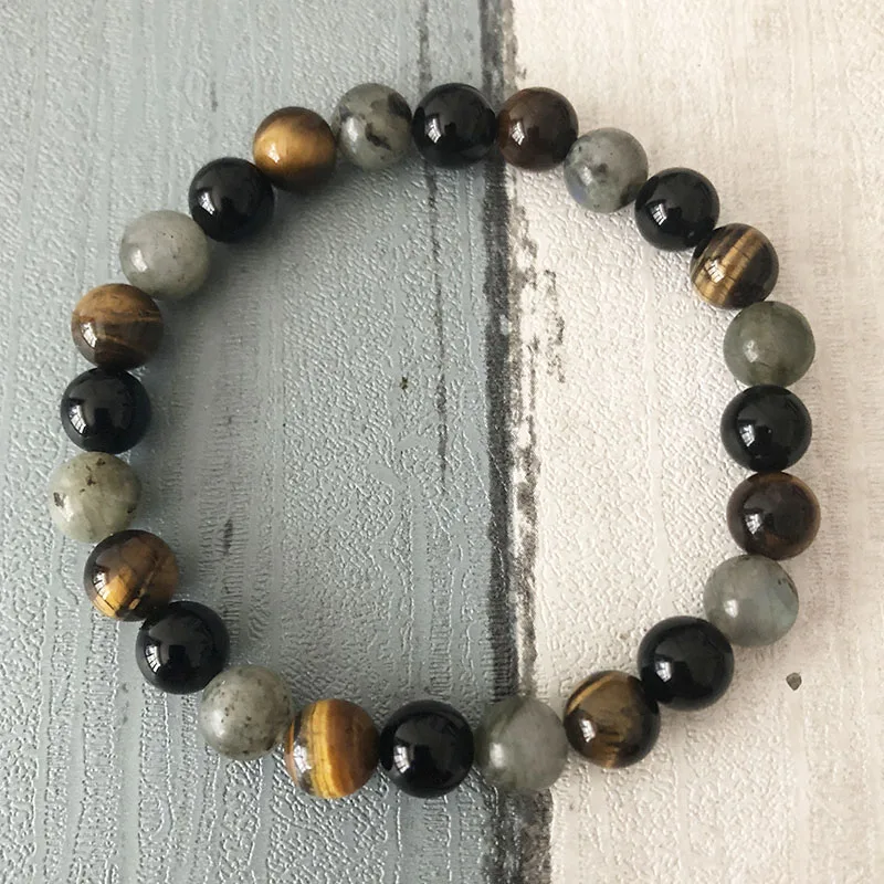 Мужской браслет из натурального камня Mala ручной работы 8 мм с тигриным глазом