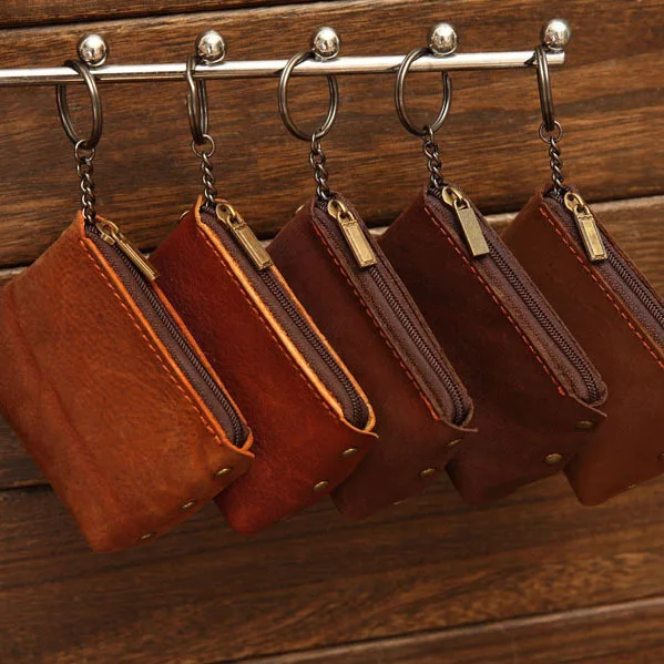 Винтажный Кошелек для монет ручной работы из натуральной воловьей кожи кошелек