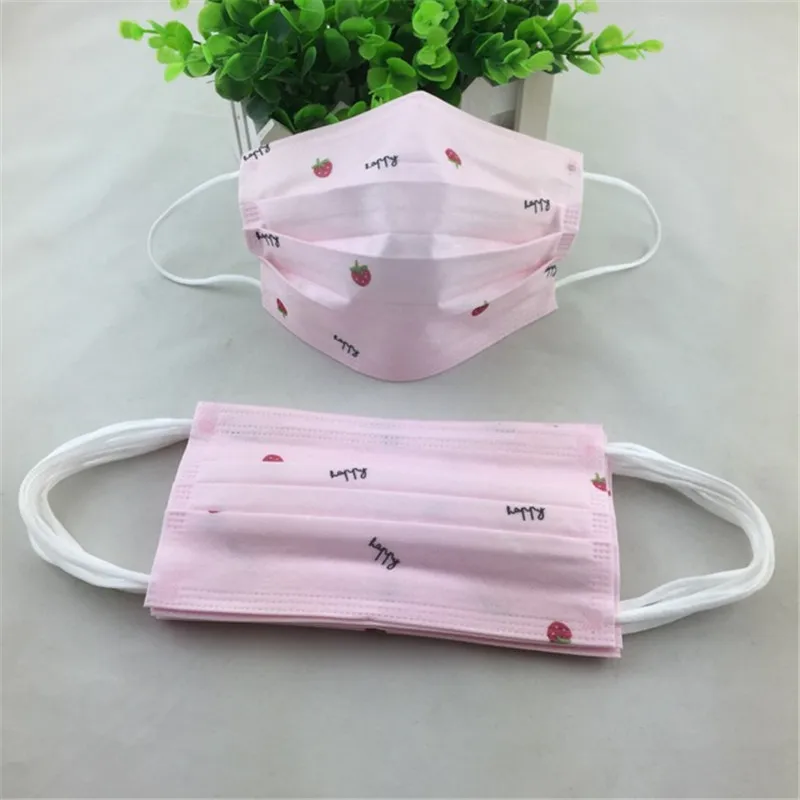 11 10PCS Anti-dust Windproof Disposable Mouth Mask Cute Cartoon Non-woven 3 Layers Anti Haze Adult Printed Masks - Цвет: 11