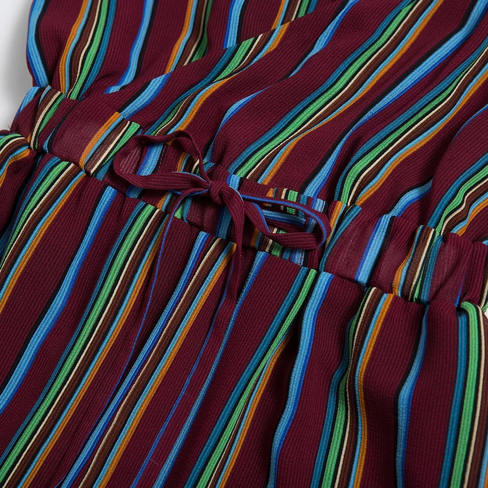 Talever Лето 2017 г. Комбинезон пляжный новые модные женские туфли в полоску глубокий