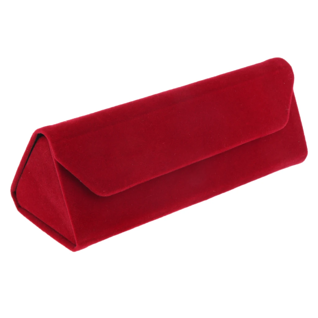 Red 15.8cm Складной бархатный футляр для очков, чехол для солнцезащитных очков, складные очки, жесткий металлический защитный чехол, органайзер 15,8x5,5x1,6 см - Цвет: Red 15.8cm