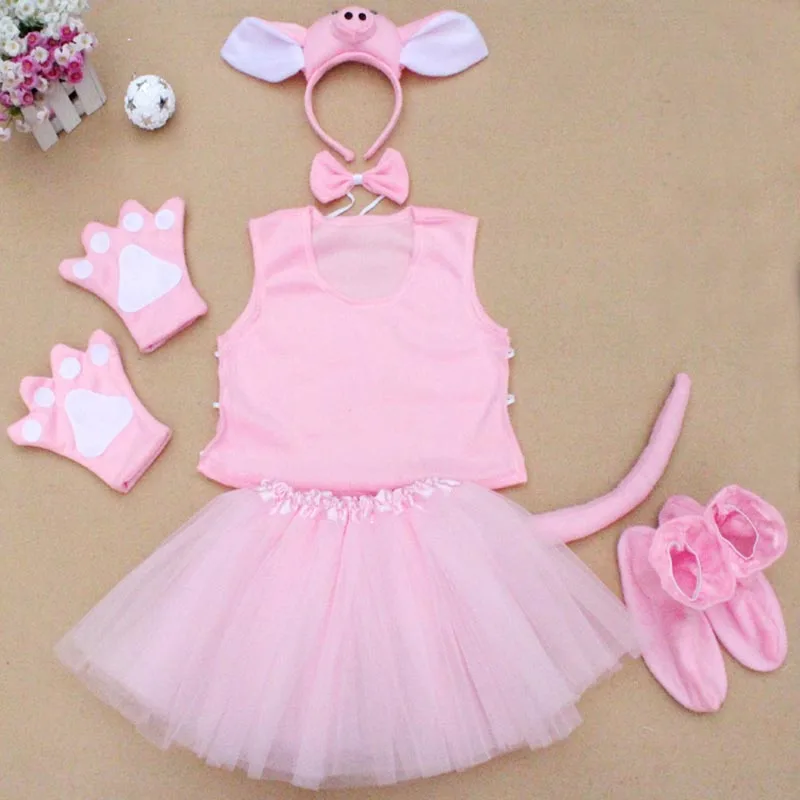 Детский костюм для мальчиков и девочек с мультяшным животным на Хэллоуин розовой