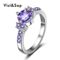 eleple purple cz stone jewelry rings for women cubic zircon jewellery party wedding ring white gold color dropshipper vsr199