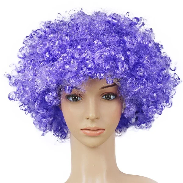 Adult Purple Детские Взрослые цветные вечерние парики для маскарада, Хэллоуина, рождественского платья, костюмы клоуна для косплея, украшение детской вечеринки - Цвет: Adult Purple