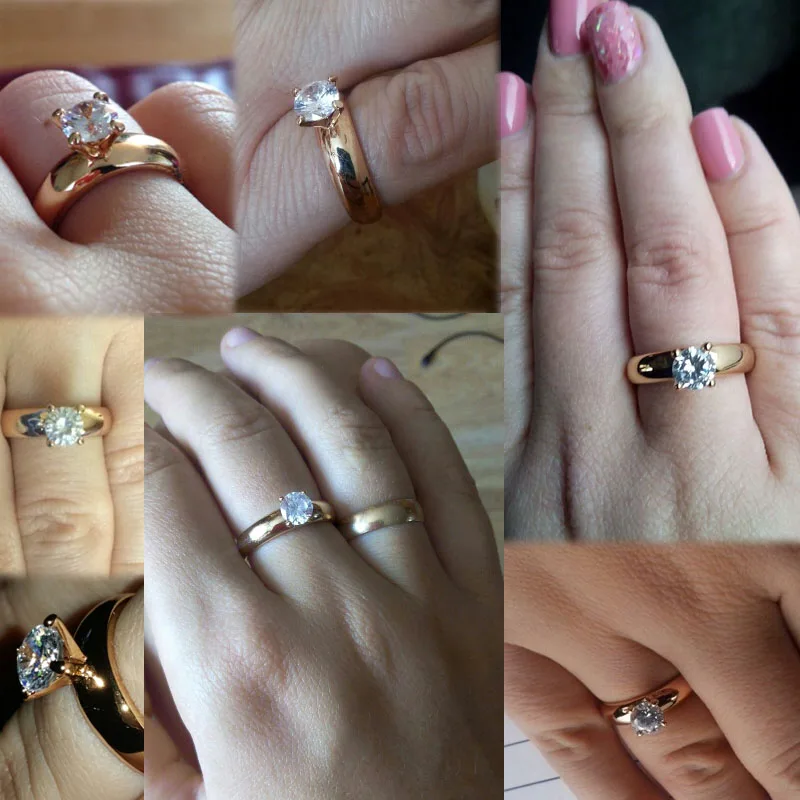 Женские кольца GULICX круглые золотого цвета с белыми австрийскими кристаллами и