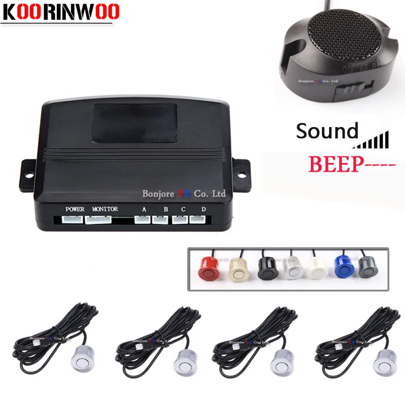 

Koorinwoo Adjustable Speaker Car Parking Sensor 4 Reverse Radar Alarm Alert Indicator blind Probe Parktronic System Car-detector