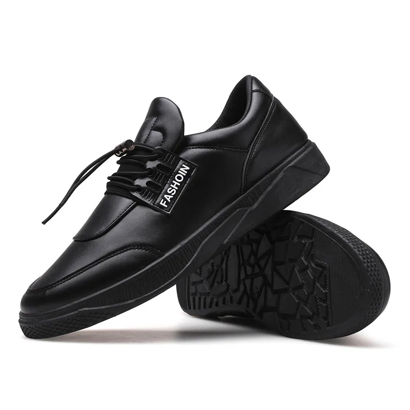 New Mens Casual Shoes Hot Sale Black White Leather Sneakers Men Breathable Hard-Wearing Board |