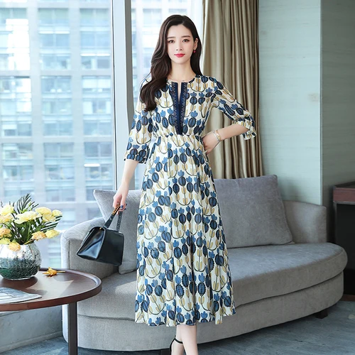 2019 летнее женское платье Boho с принтом шифоновые вечерние платья винтажные