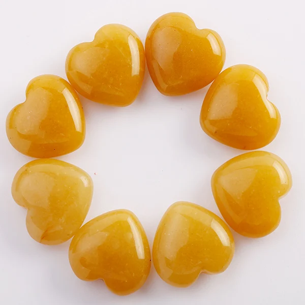 Yellow jade Любовь Сердце-образный камень ювелирные изделия без отверстия натуральный агат кристалл драгоценный камень DIY производство серьги ожерелье свадебные аксессуары 16 шт./лот - Цвет: Yellow jade