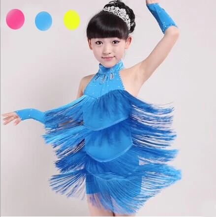 110cm-170cm Children Kids Fringe Ballroom Samba Dress Tango Dresses Dance For Girls | Тематическая одежда и униформа